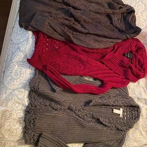 LOT 3 heavy open front sweaters